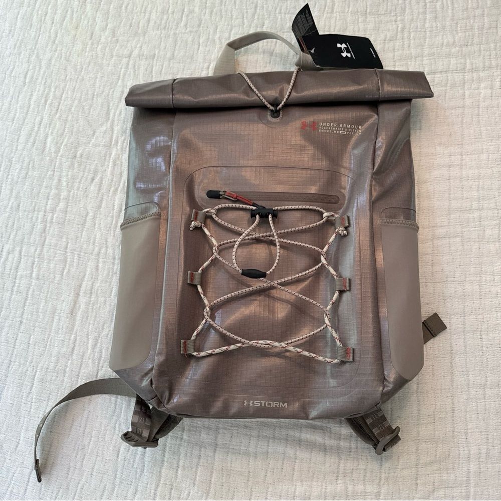 $200 Under Armour Storm Backpack Summit Brown Waterproof Roll Top Magnetic Close